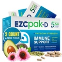 EZC Pak 5-Day Immune System Booster cu Echinacea, Vitamina C, Zinc & Vitamina D - Tained Immune Supplement Supplement pentru Adulți - Suporturi Imunitate, Easy Travel-Size Supliment Pack - (Pachet de 2)