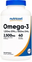 Nutricost Omega 3 Ulei de pește - 2500MG, 120 Softgels (40 Serv) - Ulei de pește, sălbatic prins! 1200mg EPA 850mg DHA - non-GMO, gluten gratuit