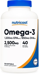 Nutricost Omega 3 Ulei de pește - 2500MG, 120 Softgels (40 Serv) - Ulei de pește, sălbatic prins! 1200mg EPA 850mg DHA - non-GMO, gluten gratuit
