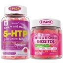 LILICARE Bundle: Gume 5HTP cu glicinat de magneziu - Melatonina gume de somn gratuite pentru adulți și copii 8+ & Inositol Gumies Ideal 40:1 Raport Myo & D-Chiro Inositol Supliment