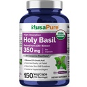 NusaPure USDA Capsulele de Basil Sfințit Organic 20:1 Extract, 350 mg echivalent cu 7.000 mg 