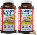 Yerba Prima Psyllium Husks Veg Caps, 400 capsule (625 mg) (Pachet de 2) - Vegan, Non-GMO, Gluten Free, Colon Cleanser, Daily Fiber Supplement for Gut Health & Regularity