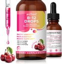 Vitamina B12 5000 mcg Picături lichide Toate plante naturale Superfood Energie Sanatos Creier Booster Neuron Suport Sistem nervos Energie Naturală Mood Memorie 60ml Net Wt Cherry Flavor