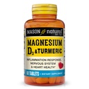 MASON NATURAL Magneziu şi vitamina D3 cu Turmeric, Supliment alimentar de 60 zile cu 500 mg magneziu, 3000 UI vitamina D3 şi 150 mg Turmeric