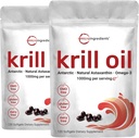 2 Pack Antarctica Krill supliment ulei, 1000 mg per servire, 120 Soft-Gels fiecare, bogat în Omega-3s, EPA, DHA & Astaxanthin, Suportă sănătatea creierului, Premium Krill capsule de ulei Softgels lichid
