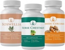 PURE INGREDIENTS Horse Chestnut, Boswellia, și capsule Turmeric Bundle, 100 capsule fiecare, întotdeauna pură, fără additive sau Fillers