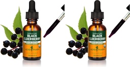 Herb Pharm Certified Organic Black Elderberry Liquid Extract pentru Suport Sistem imunitar, Alcool organic din trestie, 1 Oz (Pachet de 2)