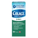 Colace 2-In-1 Stool Softener Plus Stimulant Laxativ pentru o constipaţie uşoară eficientă Relief, Docusat de sodiu Plus Sennozide, 60 Conte