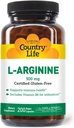 Country Life L-Arginine Caps cu vitamina B-6, 500mg, 200 Vegan capsule, Certified Gluten gratuit, Certified Vegan