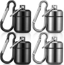 Hicarer 4 Pack Plug ureche transporta caz Portable Pilula Holder caz rezistent la apa Metal Pilula mici Container pentru dopuri de urechi si detinator de bijuterii (negru, gri)