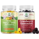 Bundle de plante pe bază de Omega 3 Gume pentru copii și gume naturale de merișoare pentru femei și bărbați - pentru Imunitate Viziune și sprijin focus - pentru tractul urinar de asistență pentru rinichi Bladder și imunitate