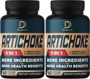 Capsule Extract de artichoke 6650 mg 4 luni de aprovizionare - Support Digestion, Immune Health & Body Balance - Combined 9 Herbs Papaya, Apple Pectin, Ginger & More - Non-GMO 2 Packs 60 capsule