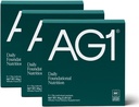 AG1 Athletic Greens Powder Supplement, Îmbunătățește sănătatea curajoasă, Multivitamine, Probiotice, Gluten Free, Vegan și Keto Friendly, 75 Vitamine (Pachete de călătorie, 15 Conte) - Formula clasică