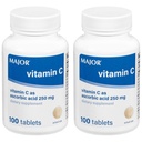 Vitamina MAJOR-C 250 mg Acid ascorbic comprimate, 100 CT - Ambalaj cu 2 doze