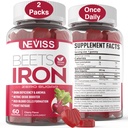 Sfeclă Root Gumies cu fier, metil B12, Folat, vitamina C - Creșterea oxid de azot și niveluri de fier, suport energetic, Lupta oboseală, Beetroot & Gentle Supliment de fier, Zahăr fără, 120 Conte