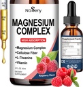 Supliment de complex de magneziu, 400 mg de glicinat de magneziu, amestec de vitamine Malate & Citrate pentru femei și bărbați, absorbție ridicată - pentru relaxare, somn bun și sănătate nervoasă (60ML/Zmeură)