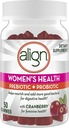 Aliniază gumiile de suplimentare probiotice prebiotice feminine, Cranberry 50 Ct
