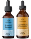 HERBAMAMA Suport adrenal şi Kit super imunitar Mushrom Blend - Bundle of Liquid Adrenal Support Complex 2 fl oz & Super Immune Mushroom Drops 4 fl oz - Vegan, Non-GMO, Sugar & Alcohol-Free - 2 Pack
