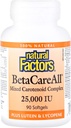 Factori naturali, BetaCareToate 25.000 UI, Vitamina A pentru piele sănătoasă, vedere şi funcţie imună, 90 Softgels