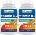Cele mai bune naturale vitamina b6 200 mg pentru adulți, 120 comprimate (120 număr de 2)