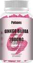 1 Pack 2000mg Ginkgo Biloba Gummies - Ginkgo Biloba Suplimente pentru Brain Health Support, Îmbunătățiți Mood și Focus, Energie, Adult, Aroma de căpșuni, 60 Conte
