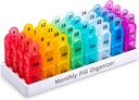 Organizator Pill Lunar 2 ori pe zi, 30 zile Pill Organizator AM PM, O lună Pill Box Organizator cu Unique Handle Design, 31 Day Travel Midicine pastile Cazuri Hold to Vitamina, Suplimente & Medicamente