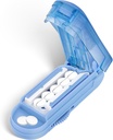 DUBSTAR Pill Cutter Splitter pentru pastile mici și mici, cuttere pastile multiple pentru pastile mici sau mari, Splitter Pilula reglabilă cu dispozitiv de centrare și Garda Blade pentru tablete multiple (Pale Blue)