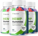 (3 Pack) Rejuvazen Gummies - Formula oficială - Rejuvazen Hemp Gummies Sugar Presiune sanguină Formula 300mg, Rejuvazen Gumies Mare potenta Amestec de mari dimensiuni Gummies 25mg per Gummy 1500mg (180 Gummies)