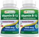 Cele mai bune naturale vitamina B-12 ca metilcobalamină (metil B12), 6000 mcg 60 comprimate sublinguale (60 Conte (pachet de 2))