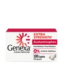 Genexa Clean Acetaminofen 500mg Extra Putere, Dye Free Durere Reliever Reducator Fever, 0% Aditivi artificiali, Pain Medicine pentru adulți, Relieves Dureri de cap, Backage, Minor Artrite Pain, 100 comprimate