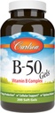 Carlson - B-50 Gels, Complex Vitamina B, Productia de energie, Suport Cellular & Optimal Wellness, 200 Softgels