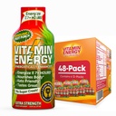 Vitamina Energie Immune+ Extra Putere Energie Shot Fruit Punch 48 Pack, 260mg Cafeina naturala, B-Vitamina, Ceai verde, Imunitate & Focus Suport, Zero Zahăr, Gluten-Free 1.93 fl oz