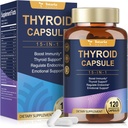 Suport tiroidian pentru capsule complexe pentru femei si barbati - Iod Supliment tiroidian cu L Tyrosine Bladderwrack Kelp Ashwagandha Suplimente seleniu - Bood Enhancer Energy Blance Nivel tiroidian