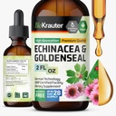 BIO KRAUTTER Echinacea și Goldenseal Root Liquid Extract - Natural Immune Support - Echinacea Drops with Goldenseal - Vegan, Alcool & Sugar Free Tincture - 2 Fl.Oz.