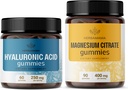 HERBAMAMA Acid hialuronic şi kit de magneziu - Bundle of 250 mg Acid hialuronic & 400 mg Gumies Citrate de magneziu - Vegan, Non-GMO, Gelatină-Free - 2 Pack
