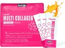 Colagen lichid pentru femei, 10000mcg Biotin, 8000mg Multi Tip Colagen Peptides, Acid hialuronic, Vitamina C, Piele, unghie, Suplimentul parului, Aroma portocalie, 10 Fl oz. (1 ambalaj, Orange)