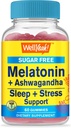 Ei bine Da Melatonina (2mg) cu Ashwagandha (850mg) Gumiile gratuite de zahăr - Supliment de dormit și de stres - cu musetel, Lemon Balm, Lavender și Valerian - Aroma naturală - 60 Conte
