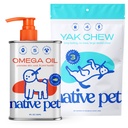 Native Pet Omega Ulei pentru câini - Dog Peşte Suplimente ulei & Yak Chews pentru câini 