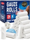 Tifon Rolls - 24 Pack - 4" x 4,1yd tifon cu role respirabile - Înfăşurat individual cu banda Bonus - Primul ajutor de formare Stretch Wrap pentru răni - Mummy Wrap