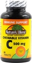Vitamina C masticabilă. Degustarea bună a vitaminei esenţiale cu zahăr scăzut nu promovează descompunerea dinţilor. 500 mg, 60 comprimate.