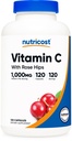 Nutricost Vitamina C cu Rose HIPS 1025mg, 120 capsule - Vitamina C 1000mg, Rose HIPS 25mg, Premium, non-GMO, Gluten supliment gratuit