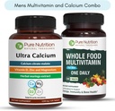 Nutriție pură Ultra Calciu 1000mg și Whole Foods Mens Multivitamine 1500mg pentru oase sănătoase, articulații și wellness generală. Ultra Calciu 90 Tabs + Mens Multivitamine 60 Tabs.