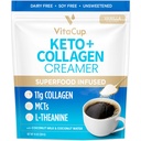 VitaCup Keto + Colagen Coffee Creamer Vanilla Flavor cu MCT, Colagen Proteine, Coconut Water, L-Theanin pentru Keto Diet, Utilizați în cafea, Smoothies, & Shakes, Dairy-Free, Gluten-Free, Soy-Free, 10oz