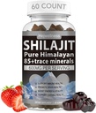 Silajit Gummies - 600 mg Natural Organic Shilajit Resin cu 85+ Trace Minerale, Acidul pelvian & Fitonutrients - Aroma de căpșuni - pentru energie, Suport Immune - 60 Gume, 1 lună de aprovizionare