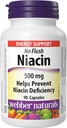 Webber Naturals No Flush Niacin Vitamina B3 Capsule, 500mg 90 Număr