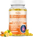 Glucosamină Chondroitin MSM Gummies 1500mg - Supliment comun de suport cu Turmeric, Boswellia, Vitamina D3, Acid hialuronic, Antioxidant, Suport imun pentru adulți, Bărbați și femei Vegan, 60 Gummies