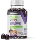 Viteey Sambucus Gummies elderberry pentru copii - Sugar Free - Suplimente de suport imun cu vitamina C & Zinc, [3-1 Booster imun] Vegan, Gelatină gratuit, Gluten gratuit - Tasty Chewable Berry aromat