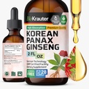 BIO KRAUTER Panax Ginseng Extract lichid - Coreean Red Ginseng Supliment alcool gratuit - Suport imun - Vegan, Sugar Free - 2 Fl.Oz.