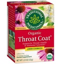 Medicaţii tradiţionale Organic Throat Coat Lemon Echinacea Ceai de plante, susţine sănătatea gâtului (16 Conte (Pachet de 2))
