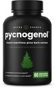 NutraChamps Pycnogenol Extract de scoarță de pin maritim francez, Complex de circulatie premium, fluxul sanguin, producția de oxid de azot, Absorbție superioară, rezultate cu extract de piper negru, 60 capsule